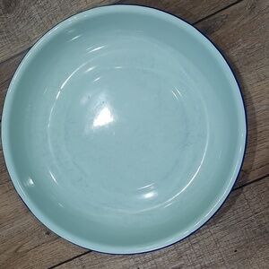 Light Blue Enamel Bowl 10 Inch Peacock Vintage Enamelware